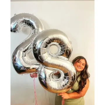 40 Inch Silver Number Balloon for Birthday Celebrations