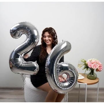 40 Inch Silver Number Balloon for Birthday Celebrations