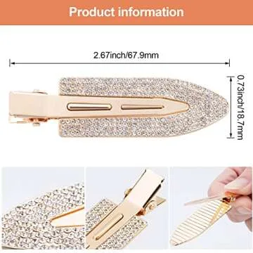 PAGOW 6Pcs Rhinestone No Bend Hair Clips, bangs hair clip with Metal Shiny Styling Diamond,No Dent N...