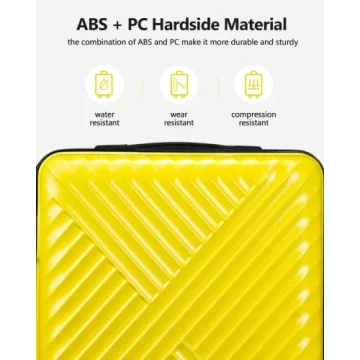 SunnyTour Luggage Set Hardside Spinner Suitcases Yellow