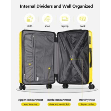 SunnyTour Luggage Set Hardside Spinner Suitcases Yellow