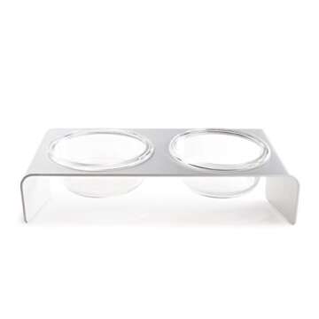 4CLAWS Elevated Cat Feeder with Glass Bowls