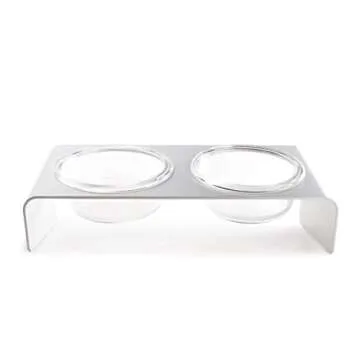 4CLAWS Elevated Cat Feeder with Glass Bowls