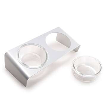 4CLAWS Elevated Cat Feeder with Glass Bowls