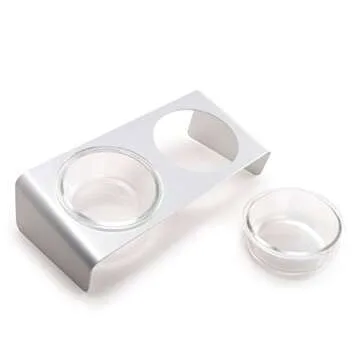 4CLAWS Elevated Cat Feeder with Glass Bowls