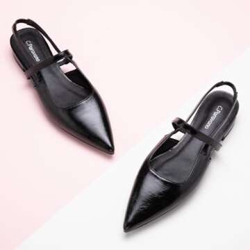C.Paravano Women's Slingback Flats | Pointed Toe Flats Sandals | Ankle Strap Slingback Shoes | Comfo...