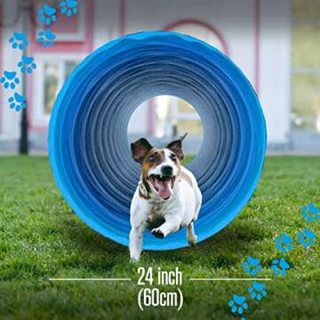 Dog Tunnel, Dog Agility Tunnel, Agility Equipment, Play, Playground, for Puppy, Pet, Crawling, Small, Medium, Large, Indoor/Outdoor, Pop Up Set, Obstacle Course, Exercise Tube, Toy, Blue, 18 Feet