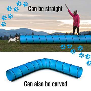 Dog Tunnel, Dog Agility Tunnel, Agility Equipment, Play, Playground, for Puppy, Pet, Crawling, Small, Medium, Large, Indoor/Outdoor, Pop Up Set, Obstacle Course, Exercise Tube, Toy, Blue, 18 Feet