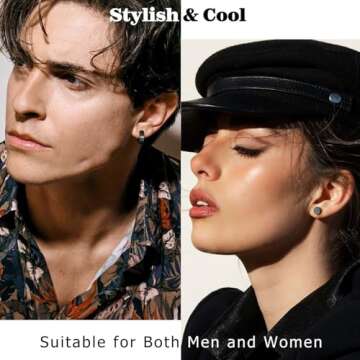 Jstyle 6 Pairs Stainless Steel CZ Stud Earrings for Men Women Black Earrings Huggie Small Hoop Earrings Ear Piercing Jewelry for Men