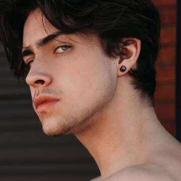 Jstyle 6 Pairs Stainless Steel CZ Stud Earrings for Men Women Black Earrings Huggie Small Hoop Earrings Ear Piercing Jewelry for Men