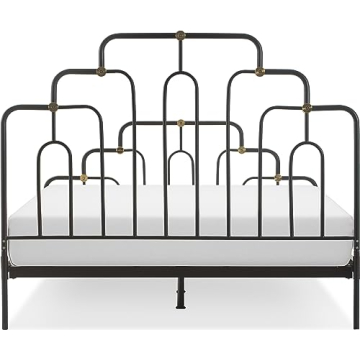 Elle Decor Astrid Vintage Chic Metal Bed Frame Queen Size