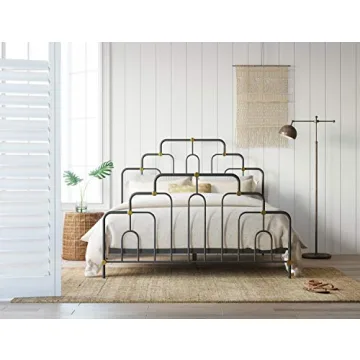 Elle Decor Astrid Vintage Chic Metal Bed Frame Queen Size