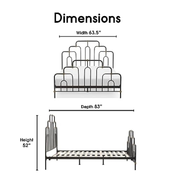 Elle Decor Astrid Vintage Chic Metal Bed Frame Queen Size