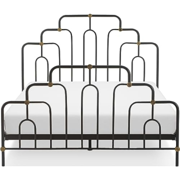 Elle Decor Astrid Vintage Chic Metal Bed Frame Queen Size