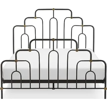 Elle Decor Astrid Vintage Chic Metal Bed Frame Queen Size
