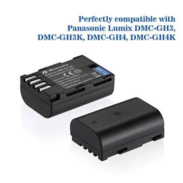 Powerextra 2 Pack High Capacity Replacement Battery for Panasonic DMW-BLF19, DMW-BLF19E, DMW-BLF19PP and Panasonic Lumix DC-GH5, DMC-GH3, DMC-GH3K, DMC-GH4, DMC-GH4K Digital Camera