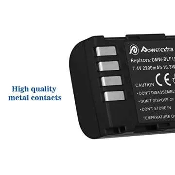 Powerextra 2 Pack High Capacity Replacement Battery for Panasonic DMW-BLF19, DMW-BLF19E, DMW-BLF19PP and Panasonic Lumix DC-GH5, DMC-GH3, DMC-GH3K, DMC-GH4, DMC-GH4K Digital Camera