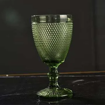 Bandesun Wine Glasses Set of 6 - Beads Goblet Glass Cup Classic Drinkware