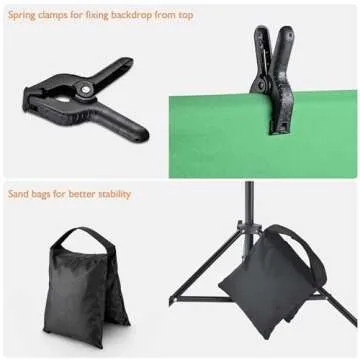 AW Backdrop Stand 10 x 7ft/3m x 2.1m Adjustable Parties Background Support System Stand with 6 Clamps 2 Sand Bags for Studio Photo Event Live Youtuber Classroom Stage for Puppets