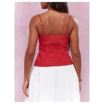 SOLY HUX Women's Tie Front Cami Top for Trendy Outings