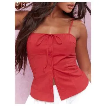 SOLY HUX Women's Tie Front Cami Top for Trendy Outings