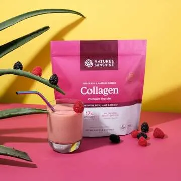Nature's Sunshine Collagen Powder Type I and III Grass Fed and Pasture Raised Premium Bovine Collagen Peptides 18 Oz