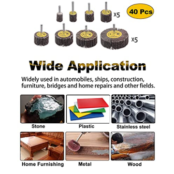 Rocaris 40 Pack 1/4" Flap Wheel Sander Set for All Needs