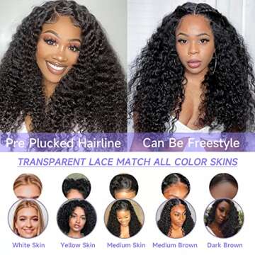Deep Wave Closure Wig Human Hair 4×4 HD Transparent Lace Deep Wave Frontal Wig for Black Women Deep Curly Lace Front Wigs Human Hair Pre Plucked Hairline with Baby Hair Natural Black Color(20 inch)
