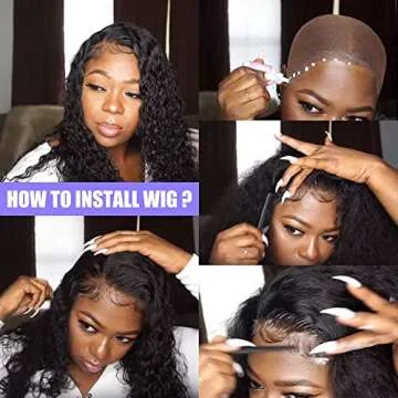 Deep Wave Closure Wig Human Hair 4×4 HD Transparent Lace Deep Wave Frontal Wig for Black Women Deep Curly Lace Front Wigs Human Hair Pre Plucked Hairline with Baby Hair Natural Black Color(20 inch)