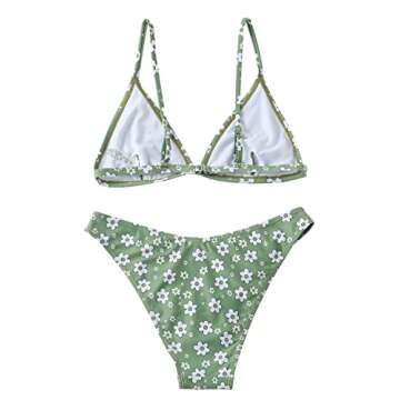 Floerns Women's Two Piece Bathing Suit Floral Print Triangle Bikini Swimsuit Green M