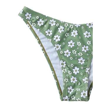 Floerns Women's Two Piece Bathing Suit Floral Print Triangle Bikini Swimsuit Green M