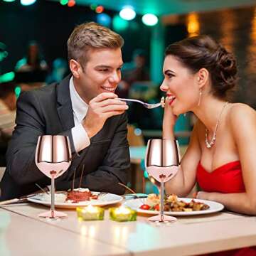 VERISA Rose gold wine glasses,18oz Unbreakable Steel Wine glass, Shatterproof Metal wine Goblets for...