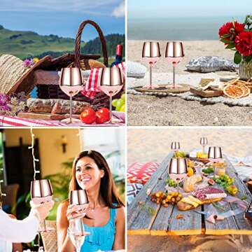 VERISA Rose gold wine glasses,18oz Unbreakable Steel Wine glass, Shatterproof Metal wine Goblets for Outdoor, Picnic,Party, Gift Box Red wine 2 wine glasses stainless wine glass (ROSE GOLD)