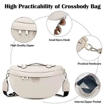 Eslcorri Crossbody Bags for Women - Fashion Sling Purse Shoulder Bag Fanny Pack Leather Causal Chest Bum Bag with Adjustable Wide Strap for Workout Traveling Running Shopping - Black