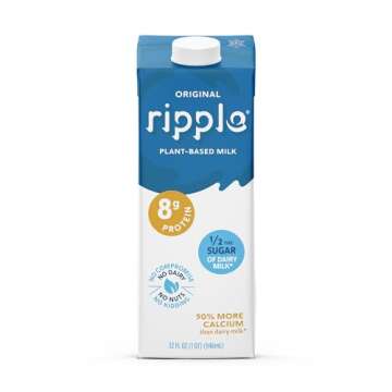Ripple Original Plant Based Milk | 8g of Quality Sourced Pea Protein, Calcium Rich | Shelf Stable | ...