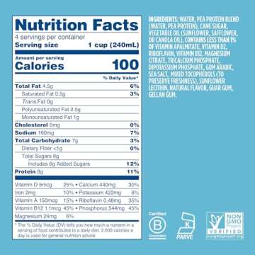 Ripple Original Plant Based Milk | 8g of Quality Sourced Pea Protein, Calcium Rich | Shelf Stable | Vegan & Non GMO Certified | Dairy, Soy, Nut, Gluten, & Lactose Free | 32 Fl Oz Cartons (Pack of 6)