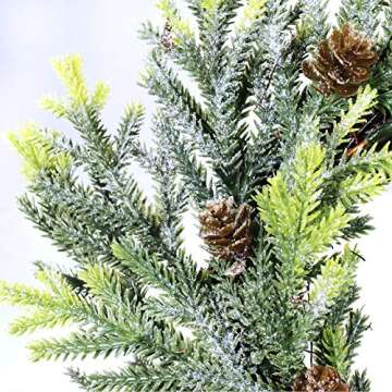 2 pcs Artificial Frosted Cedar and Pine Cone Candle Rings Christmas Candle Holder Rings Faux Cedar T...