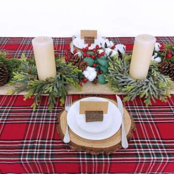 2 pcs Artificial Frosted Cedar and Pine Cone Candle Rings Christmas Candle Holder Rings Faux Cedar Twigs Wreath Mini Window Wreaths 11.8" Wide for Christmas Holiday Winter Season Decoration