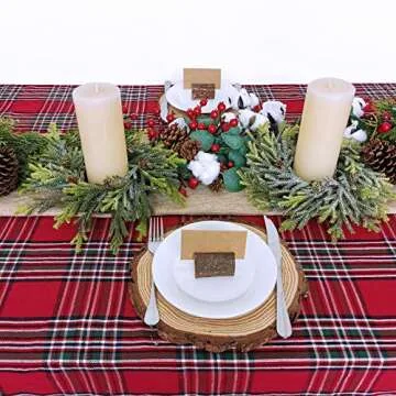 2 pcs Artificial Frosted Cedar and Pine Cone Candle Rings Christmas Candle Holder Rings Faux Cedar Twigs Wreath Mini Window Wreaths 11.8" Wide for Christmas Holiday Winter Season Decoration