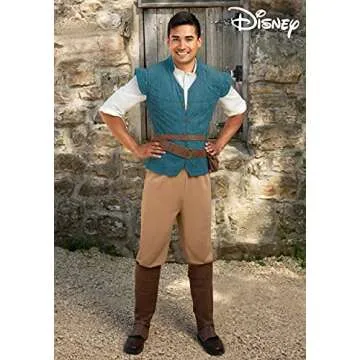 Adult Disney's Tangled Flynn Rider Halloween Costume for Men | Official Blue & Tan Hero Explorer Out...