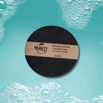 Beauty by Francesca - Handmade Activated Charcoal Soap Bar – Face and Body Bar Soap- 100% Natural and Organic Ingredients – for Acne and Oily Skin - for Men, Women 3 OZ