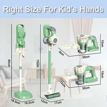 BAYMI 3-in-1 Kids Vacuum That Really Works, Toddler Toy Vacuum Cleaning Set for Children Aged 3+, Fun Kids Working Toy Vacuum Cleaner with Working Suction for Realistic Play (630Green)