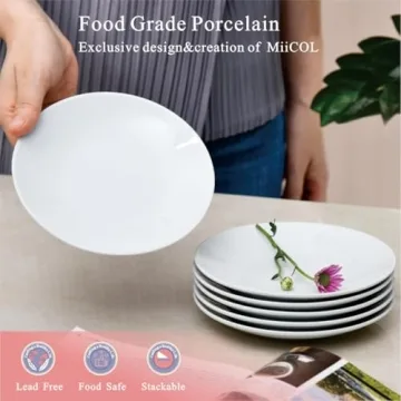 Miicol Small Dessert Plates Set of 6 for Easy Serving