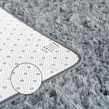 Plmmua Fluffy Shaggy Area Rug for Bedroom, Plush Fuzzy Kids Rug for Living Room, Modern Indoor Soft Home College Decor Carpet for Nursery, Dorm Room, Washable Non Slip Rug, 3 x 5 Feet, Grey