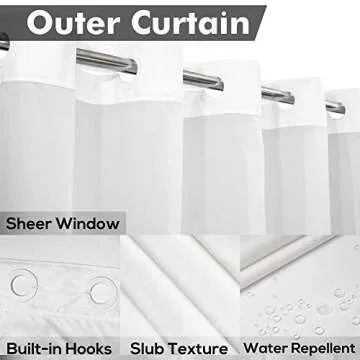 No Hook Slub Textured Shower Curtain with Liner Set - 71" x 74"
