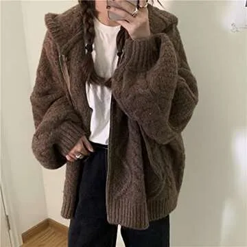 Stylish Grunge Sweater for Women - Vintage Zip Up Hoodie