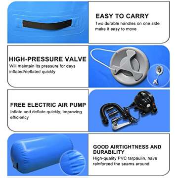 86 York Air Barrel Gymnastics Roller Inflatable Tumbling Mat, Back Handspring Training Air Mat Tumbl...