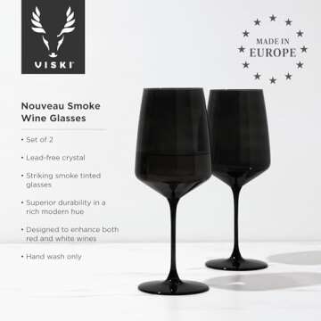 Viski Reserve Colored Wine Glasses, Set of 2, Smoke
