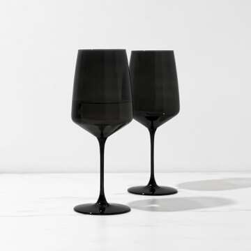 Viski Reserve Colored Wine Glasses, Set of 2, Smoke