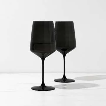Viski Reserve Colored Wine Glasses, Set of 2, Smoke